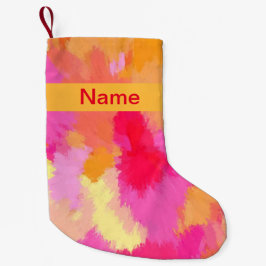 Rosa, Orange och Gult Vattenfärger Liten Julstrumpa