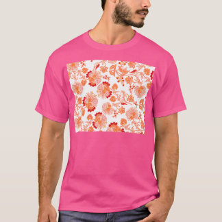 rosa orange och rödbrun blomma mönster design t shirt