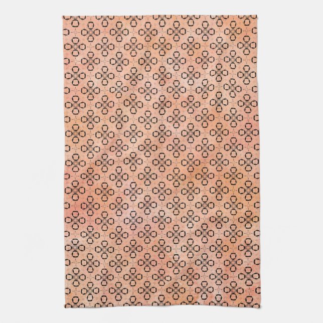 Rosa, Orange och Svarta Retro Mönster Kökshandduk (Vertikal)