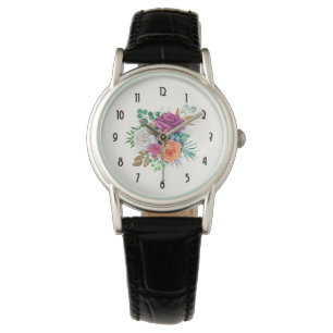Rosa, Orange och Vit ros Blommigt Bouquet Armbandsur