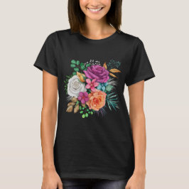 Rosa, Orange och Vit ros Blommigt Bouquet T Shirt