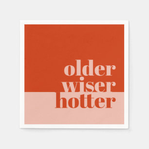 Rosa Orange Older, Wiser, Hotter Vuxen Birthday Pappersservett