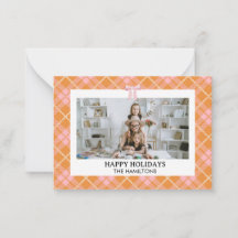Rosa Orange Play Bow Photo jul Card