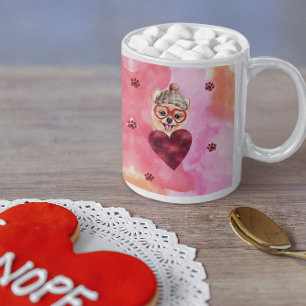 Rosa Orange Pomeranian Alla hjärtans dag Present H Kaffemugg