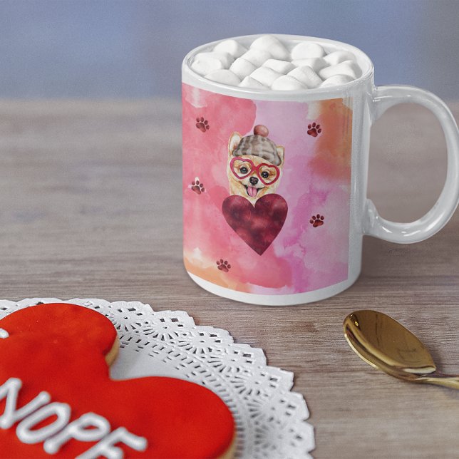 Rosa Orange Pomeranian Alla hjärtans dag Present H Kaffemugg (Skapare uppladdad)