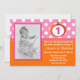 Rosa Orange Pumpkin Birthday Inbjudan