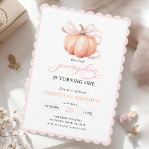 Rosa Orange Pumpkin Bow Girl First Birthday