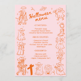 Rosa Orange Quirky Hand plockade Doodles Halloween Meny