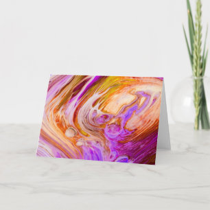 Rosa Orange Ring Pour Acrylic Fluid Art Kort