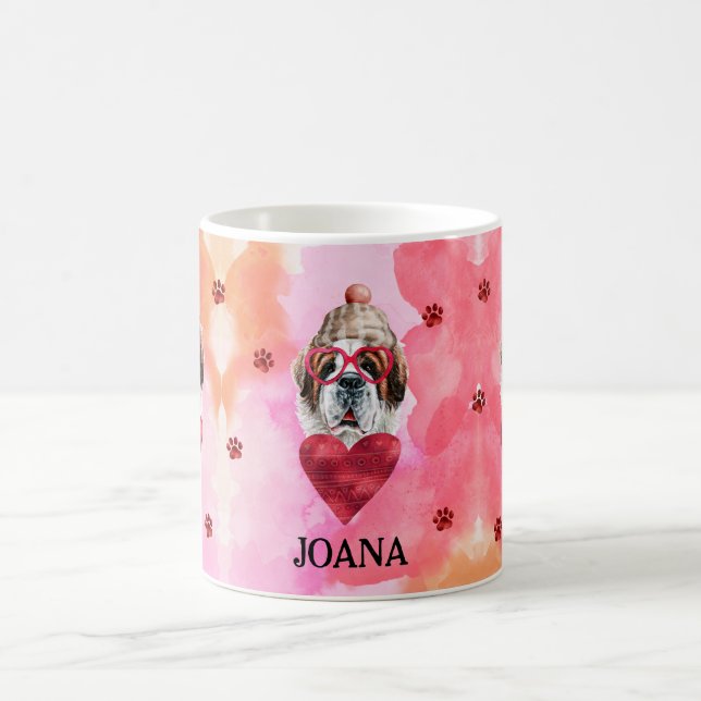 Rosa Orange Sankt Bernhard Valentines Day Present  Kaffemugg (Center)