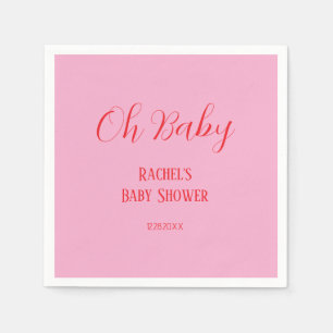 Rosa Orange Script Oh Flicka Baby Shower Pappersservett