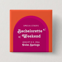 Rosa & Orange Solnedgång Retro Möhippa Knapp