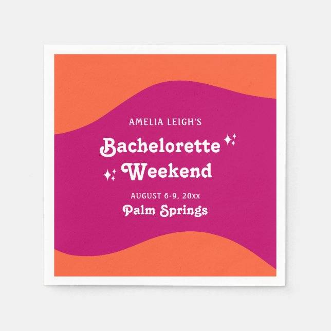 Rosa & Orange Solnedgång Retro Sällskapsresa för M Pappersservett (Framsidan)