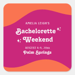 Rosa & Orange Solnedgång Retro Sängkammarweekend Fyrkantigt Klistermärke