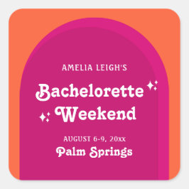 Rosa & Orange Solnedgång Retro Skojigaste Veckoslu Fyrkantigt Klistermärke