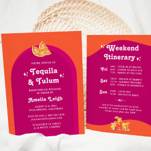 Rosa & Orange Solnedgång Tequila & Tulum Möhippa Inbjudningar