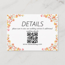 Rosa & Orange Sommarblommig Bröllops QR-kod