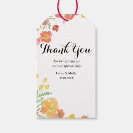 Rosa & Orange, sommartid, Blommigt Bröllop Gift Mä Presentetikett