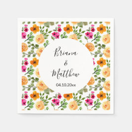 Rosa Orange, sommartid, Blommigt Pappersservett