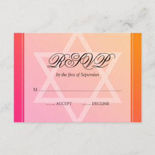 Rosa Orange Stjärna för David Bat mitzvah OSA Kort