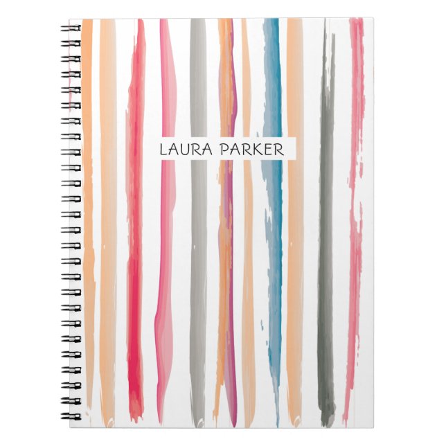 Rosa Orange stripe Minimal Professionell Girly Anteckningsbok (Framsidan)