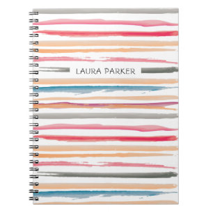 Rosa Orange stripe Minimal Professionell Girly Anteckningsbok