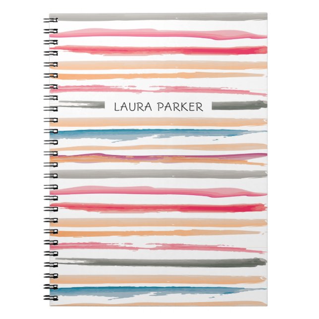 Rosa Orange stripe Minimal Professionell Girly Anteckningsbok (Framsidan)