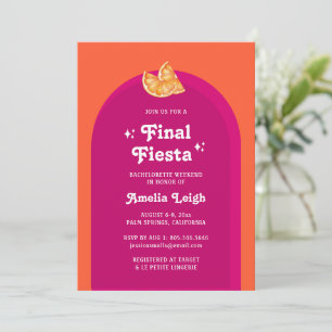 Rosa & Orange Sunset final Fiesta Bachelorette Inbjudningar