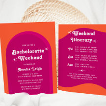 Rosa & Orange Sunset Retro Bachelorette Helg