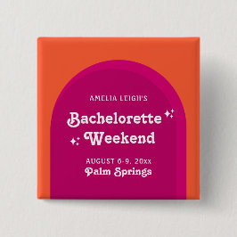 Rosa & Orange Sunset Retro Bachelorette Helg Knapp