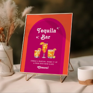 Rosa & Orange Sunset Retro Tequila Pub Poster