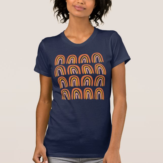 Rosa Orange Sweet Rainbow Mönster T Shirt (Framsida)
