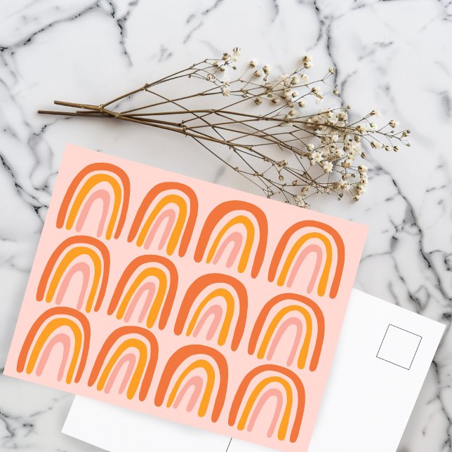 Rosa Orange Sweet Rainbow Mönster Vykort (Pink Orange Sweet Rainbow Pattern Custom Postcard
)
