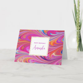 Rosa Orange Swirls Abstract Design Birthday Kort