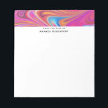 Rosa Orange Swirls Groovy Design Anteckningsblock<br><div class="desc">Ett anteckningsblock med en coola-trippy psychedelic-design. Rosa,  orange och blått allt snurrande runt. Retro hippie vibe.</div>