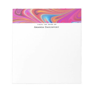 Rosa Orange Swirls Groovy Design Anteckningsblock