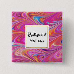 Rosa Orange Swirls Groovy Design Bridesmaid Knapp