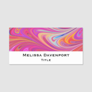 Rosa Orange Swirls Groovy Design Namnbricka