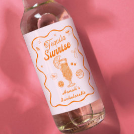 Rosa Orange Tequila Sunrise Bachelorette Vinetikett