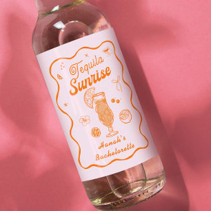 Rosa Orange Tequila Sunrise Bachelorette Vinetikett