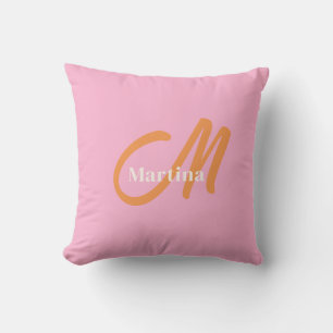 Rosa Orange Trendig Monogram Kudde