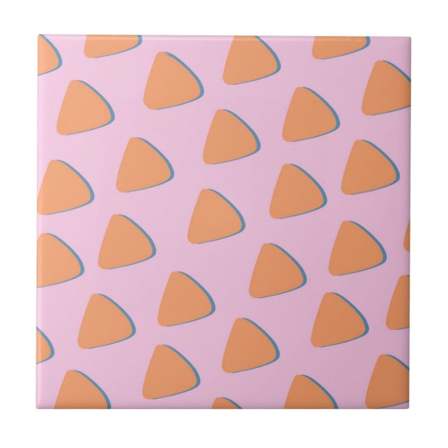 Rosa Orange Triangle Mönster Kakelplatta (Framsidan)