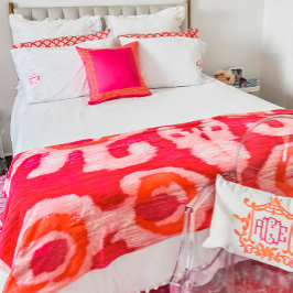 Rosa & Orange Tribal Ikat Fleecefilt