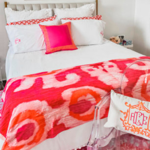Rosa & Orange Tribal Ikat Fleecefilt