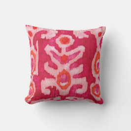 Rosa & Orange Tribal Ikat Kudde