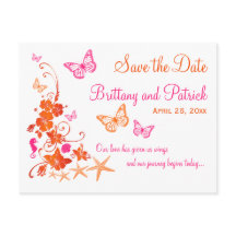 Rosa, Orange Tropiskt fack Spara datum vykort