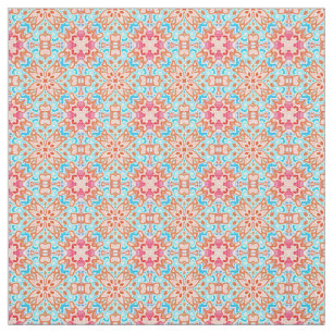 Rosa Orange Turcos Retro Chic Mosaic Mönster Tyg