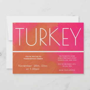 Rosa Orange Turkiet Thanksgiving Inbjudningar