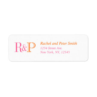 Rosa Orange Två monogramReturetiketter Returadress Etikett