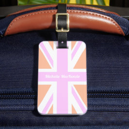 Rosa & Orange UK Flagga / Union Jack | PERSONLIG Bagagebricka